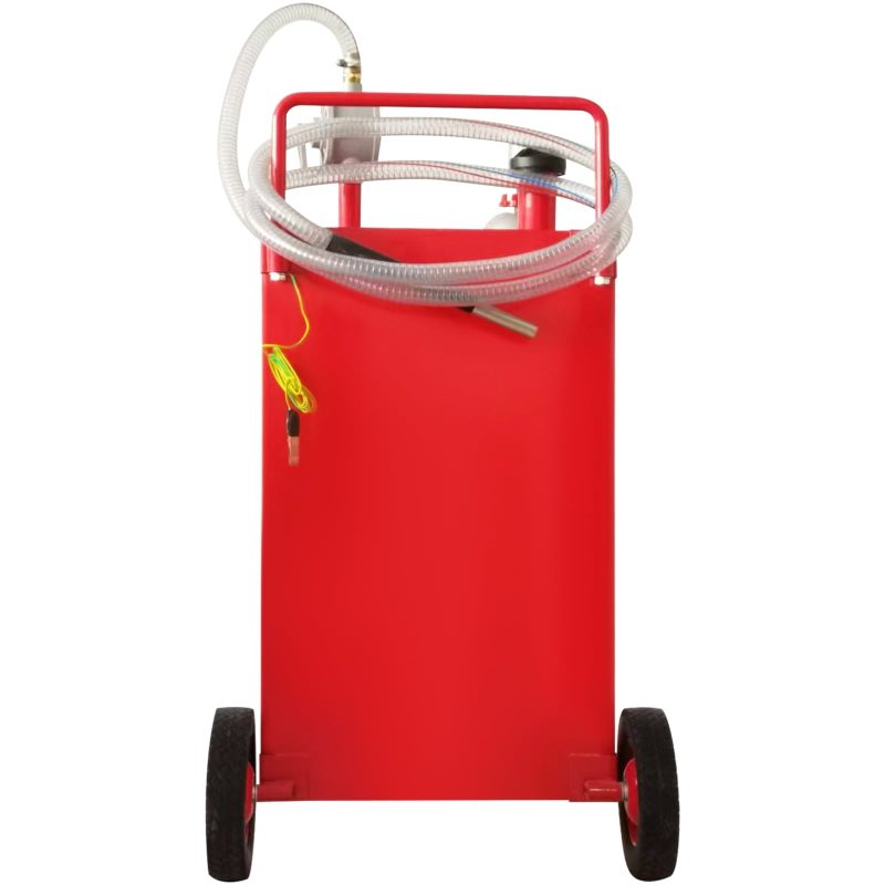 BENTISM Fuel Caddy Fuel Storage Tank 30 Gallon 2 Wheels with Manuel Pump, Red - Image 9