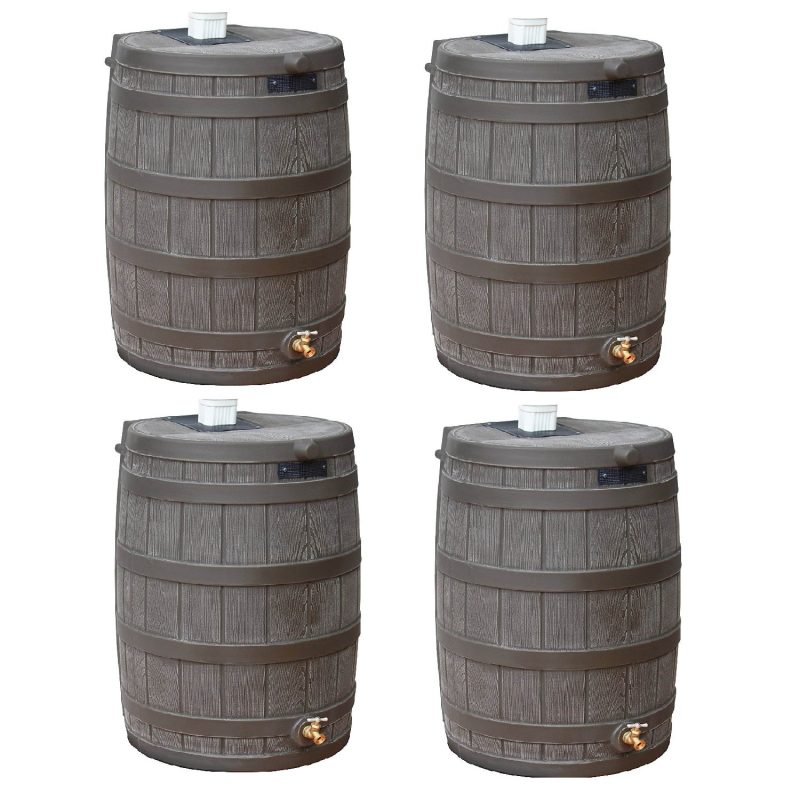 Good Ideas Rain Wizard 50 Gallon Plastic Rain Barrel with Brass Spigot (4 Pack)