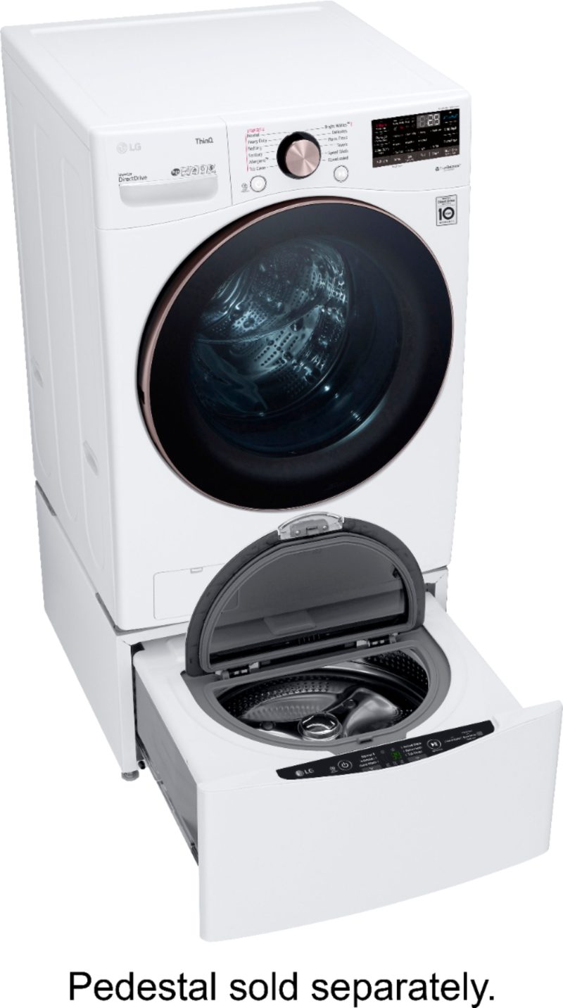 LG - 4.5 Cu. Ft. High-Efficiency Stackable Smart Front Load Washer with Steam and Built-In Intelligence - White - Image 9