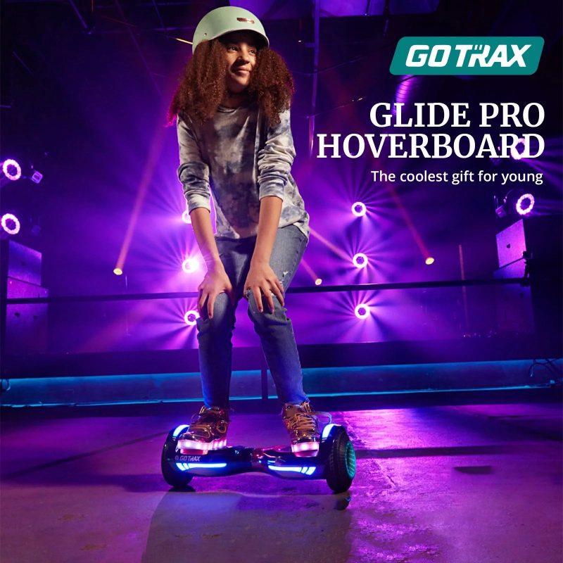 GOTRAX GLIDE PRO Bluetooth Hoverboard, 6.5" Wheels and 7 Colors Lights Self Balancing Scooters for 44-176lbs Kids Adults Silver - Image 4