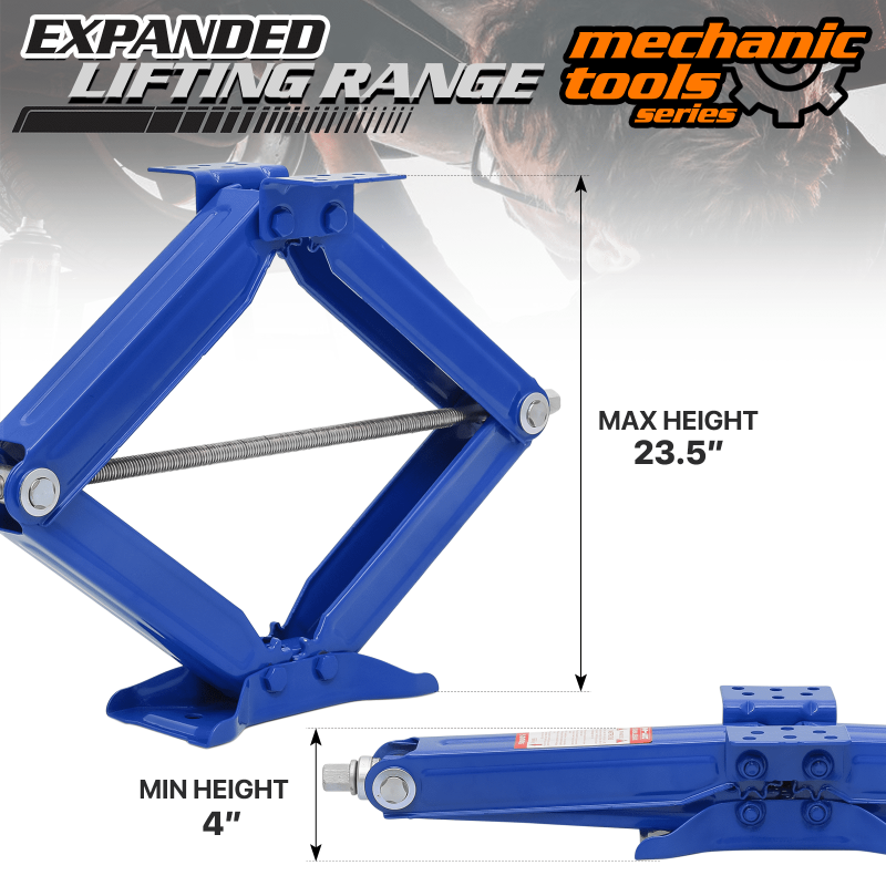 M-AUTO 2.5 Ton Scissor Jack Set of 2, 5000lbs Heavy Duty Car Jack Kit for Changing Tires Tools, Stabilizer Leveling Scissor Jacks with Handle, Blue - Image 6