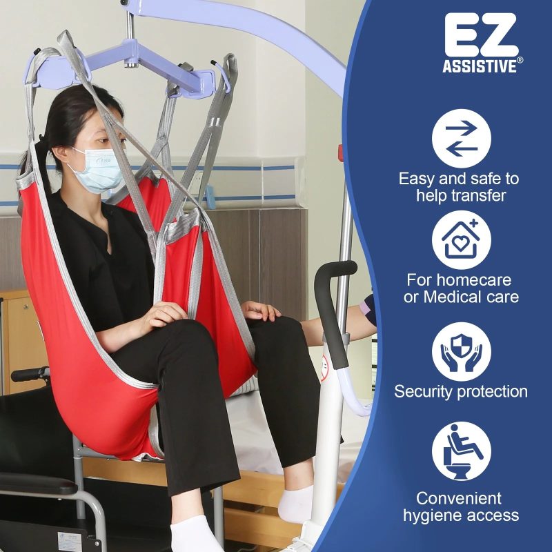 EZ Assistive Patient Lift Sling with Divided Leg for Patient Transfer Red Hoyer Lift Sling, 500lb Weight Capacity (Large Size ) - Image 2