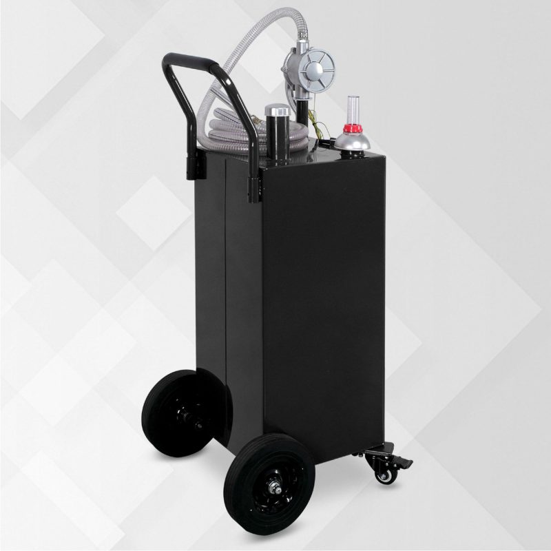 Arksen 30 Gallon Portable Gas Caddy Fuel Storage Tank Large Gasoline Diesel Can Hand Siphon Pump Rolling Wheels, Black - Image 2