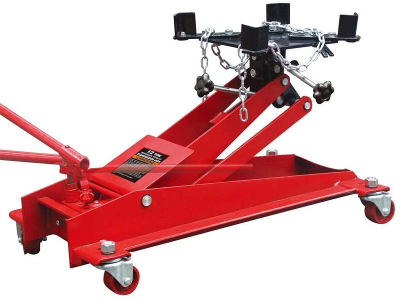 HPDAVV 1/2 Ton (1,000 lb) Capacity Hydraulic Roll-Under Transmission Service/Floor Jack, Red