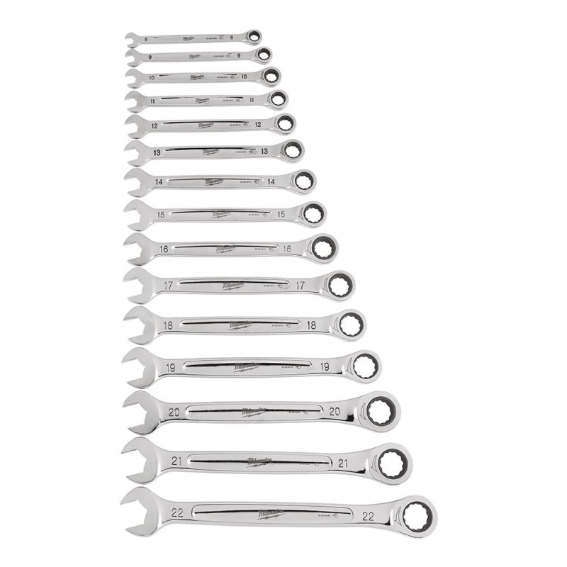 Milwaukee 48-22-9516 - 15-Piece Metric 12-Point Straight Head Ratcheting Combination Wrench Set with Storage Tray - Image 3