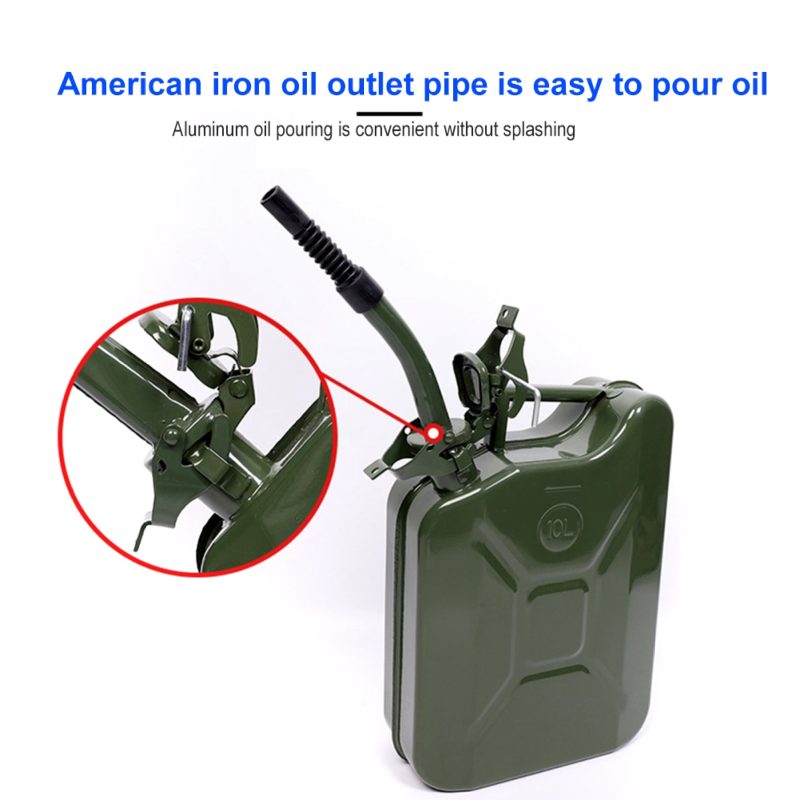 MoreChioce 5L Green Metal Jerry Can Store Container with Fixed Spout for Petrol Oil Water Alcohol - Image 7