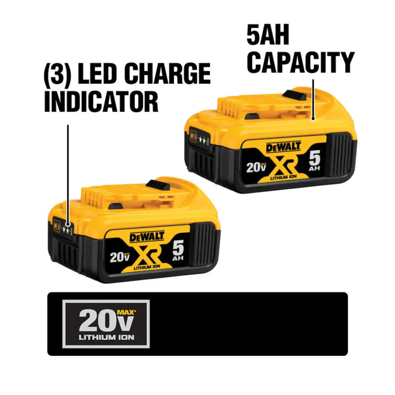 DW 20V Max XR 20V Battery�� 5.0-Ah�� 2-Pack (DCB205-2) - Image 2