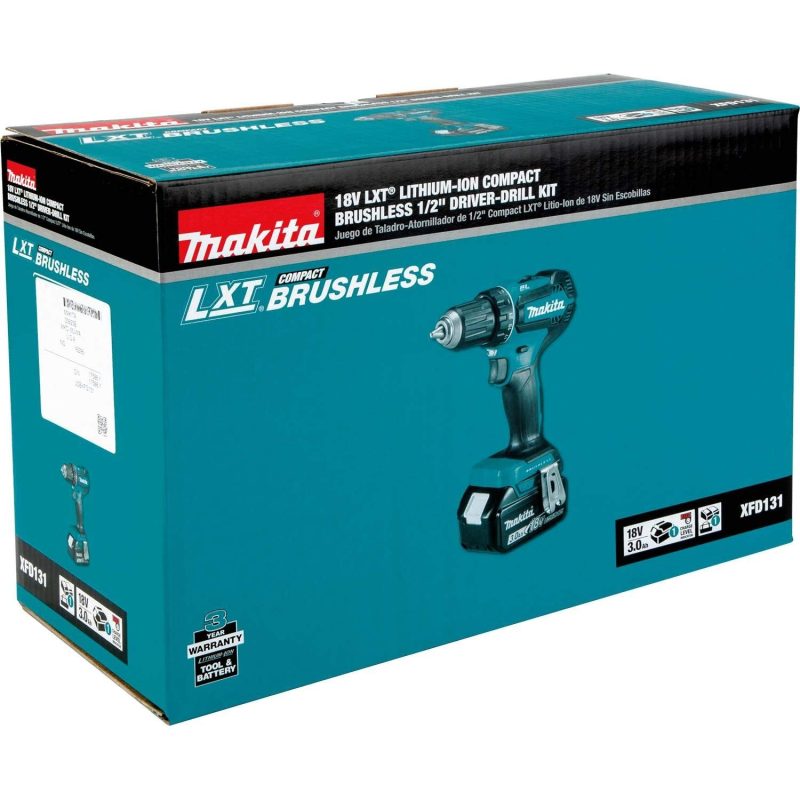 Makita XFD131 18V LXTu00ae Lithium-Ion Brushless Cordless 1/2" Driver-Drill Kit (3.0Ah) - Image 8