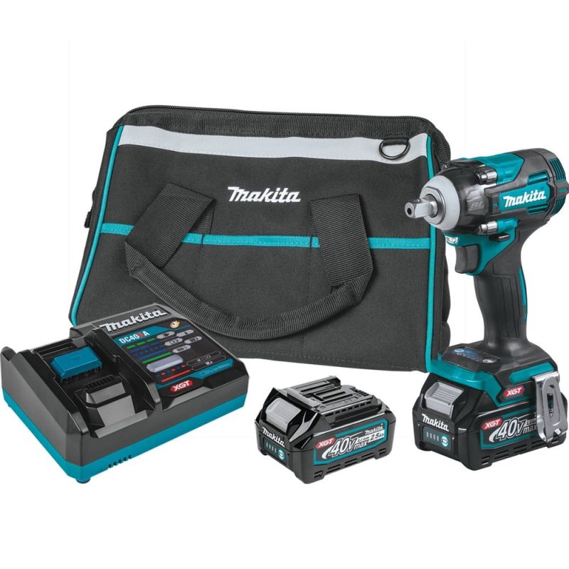 Makita GWT05D 40V Max Brushless Lithium-Ion 1/2 in. Cordless 4-Speed Impact Wrench with Detent Anvil Kit (2.5 Ah)