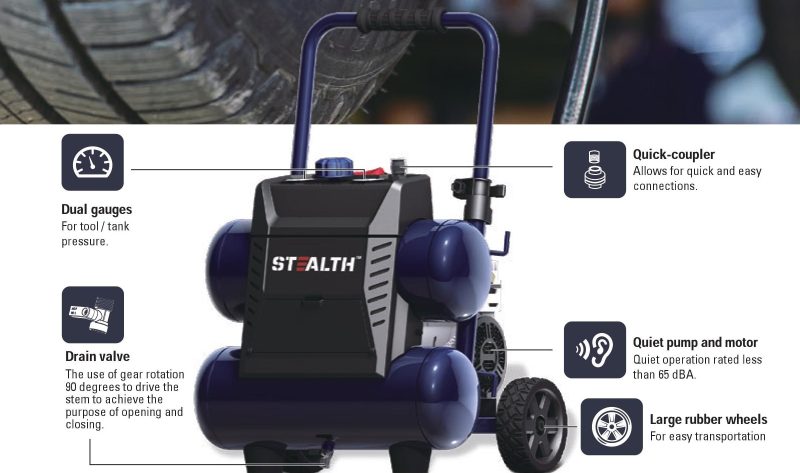 Stealth Professional 4.5 Gal. 150 PSI 2 Portable Electric Air Compressor - Image 2