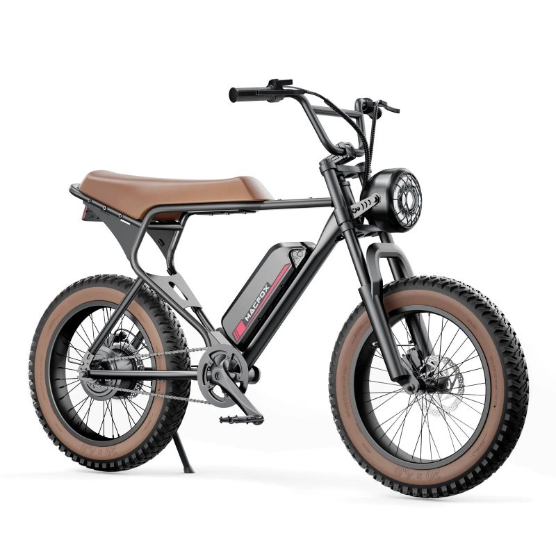 MACFOX Electric Bike, Ebike 500W/48V/10.4Ah, 20" Fat Tire Electric Bicycles Up to 20MPH & 40 Miles with Retro Motorcycle Design, Removable Battery, 50N.m Max Torque