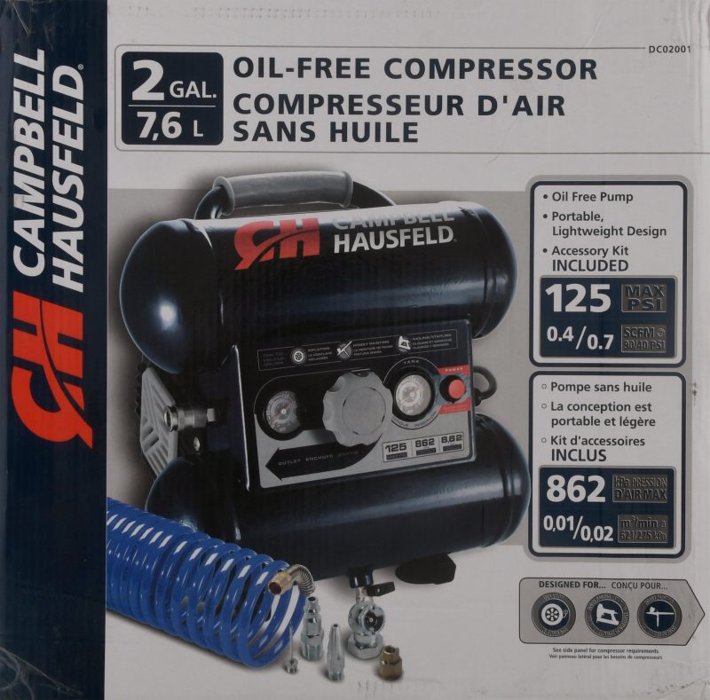 Campbell Hausfeld 2 Gallon Oil-Free Air Compressor with 12-Piece Kit DC020010DI - Image 2