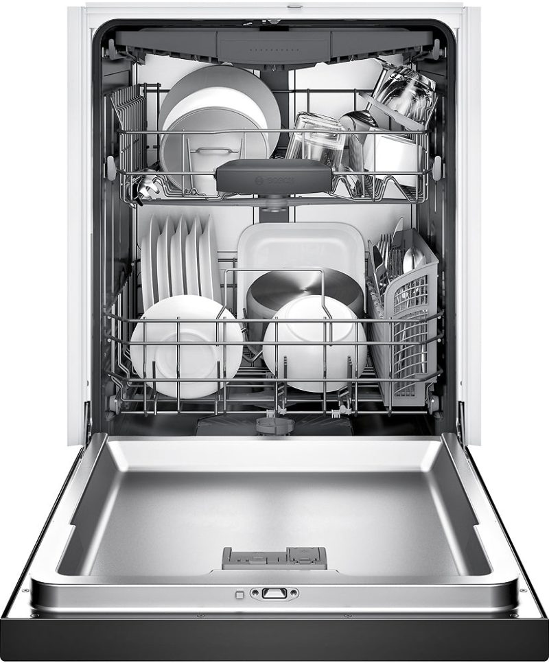 Bosch - 300 Series 24" Recessed Handle Dishwasher with Stainless Steel Tub - Black - Image 7