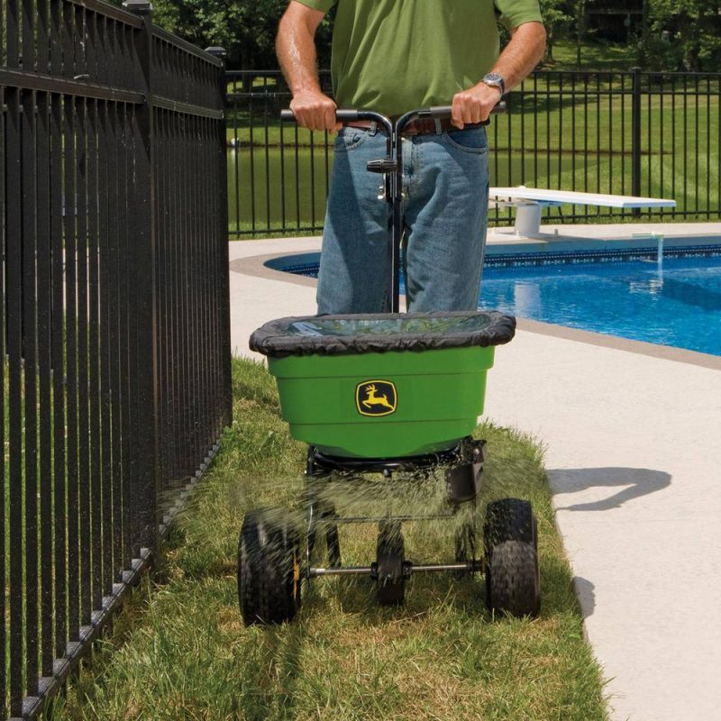 John Deere LP31340L 50 lbs. Push Broadcast Spreader with Pneumatic Tires and Hopper Cover - Image 3