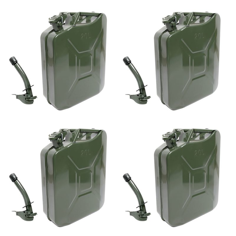 MoreChioce 20L Green Metal Jerry Can Store Container with Fixed Spout for Petrol Oil Water Alcohol