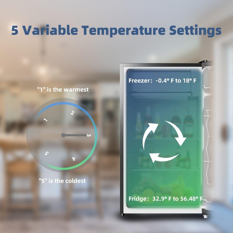 BANGSON Mini Fridge with Freezer, 3.2Cu.Ft, Single Door Small Refrigerator, Energy-efficient, Low Noise, Mini fridge for Bedroom Dorm and Office, Black - Image 4