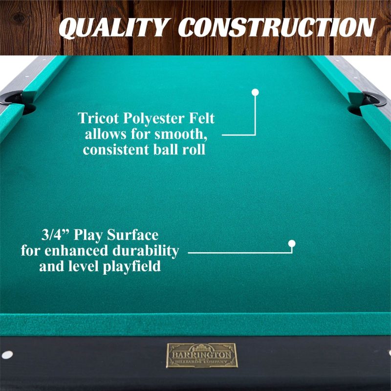 Barrington Billiard 84" Arcade Pool Table with Bonus Dartboard Set, Green - Image 4