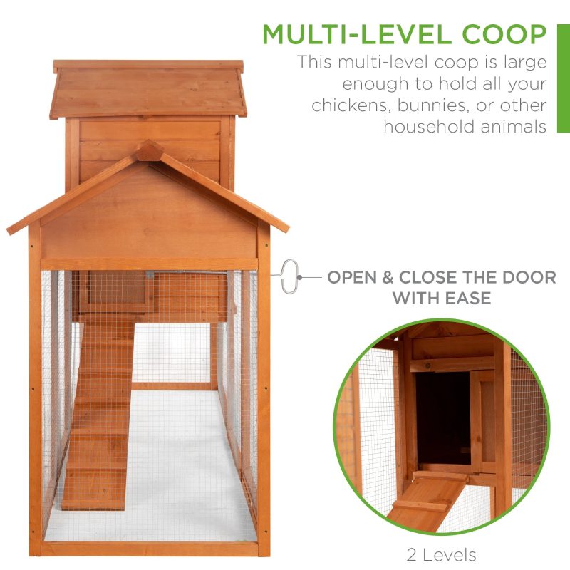 Best Choice Products 80in Wooden Chicken Coop Multi-Level Hen House, Poultry Cage w/ Wire Fence for 4 Birds, Farm - Image 3