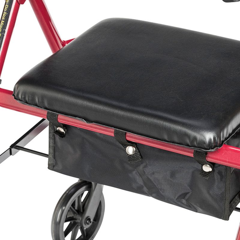 Drive Medical Adjustable Height Aluminum Frame Rollator with 6 Inch Casters, Red - Image 6