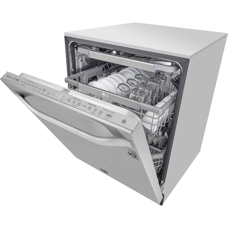 LG - STUDIO 24" Top Control Built-In Dishwasher with TrueSteam, Light, 3rd Rack, 40dBA - Stainless steel - Image 9