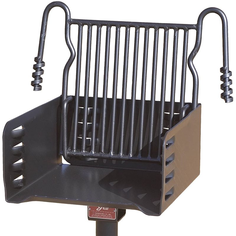 H-16 B6X2 Park Style Steel Outdoor BBQ Charcoal Grill and Post, Black (Used) - Image 2