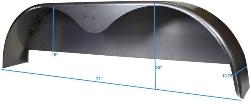 72×10-3/4 Tandem Axle Steel Trailer Fender w/Back Plate Welded In (2-Pack) - Image 2