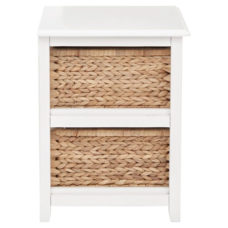 Seabrook Two-Tier Storage Unit Engineered Wood White Finish and Natural Baskets - Image 5