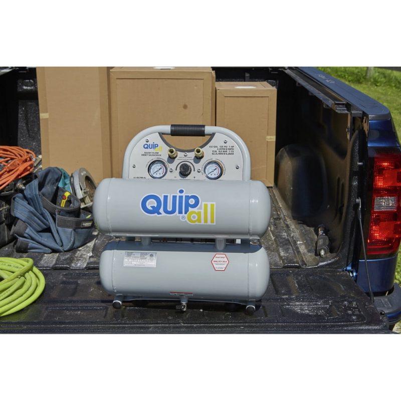 Quipall 4-1-SILTWN-AL Ultra Quiet 1 HP 4.6 Gallon Oil-Free Twin Stack Air Compressor - Image 12