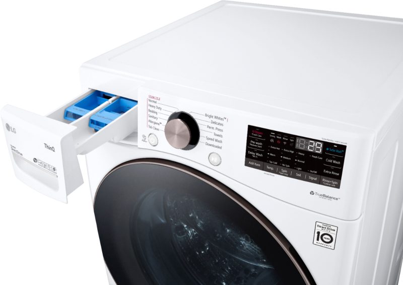 LG - 4.5 Cu. Ft. High-Efficiency Stackable Smart Front Load Washer with Steam and Built-In Intelligence - White - Image 18