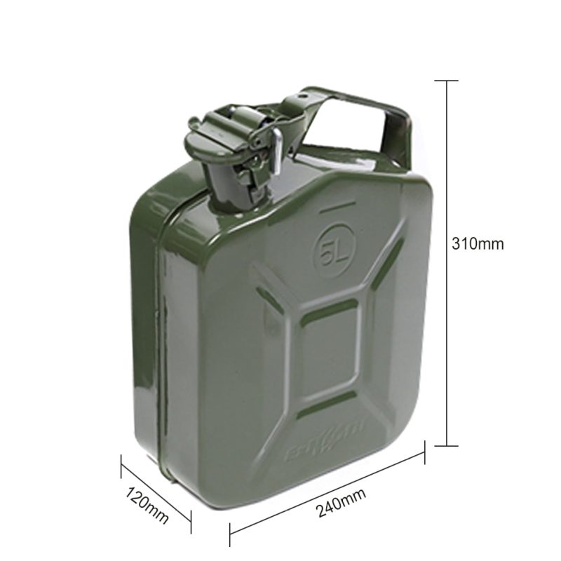 MoreChioce 5L Green Metal Jerry Can Store Container with Fixed Spout for Petrol Oil Water Alcohol - Image 4