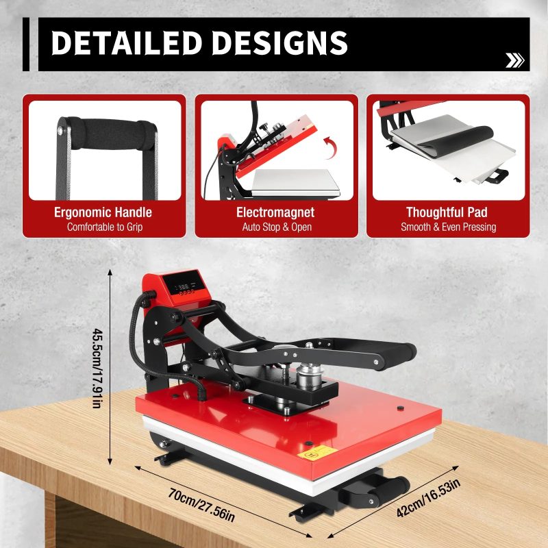 16" x 20" Clamshell Semi-Auto Open Heat Press Machine with Slide Out Function Heavy - Image 2