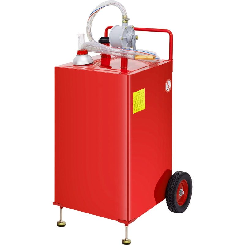 BENTISM Fuel Caddy Fuel Storage Tank 30 Gallon 2 Wheels with Manuel Pump, Red