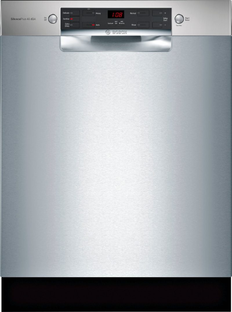 Bosch - 300 Series 24" Front Control Smart Built-In Dishwasher with 3rd Rack and 46 dBA - Silver