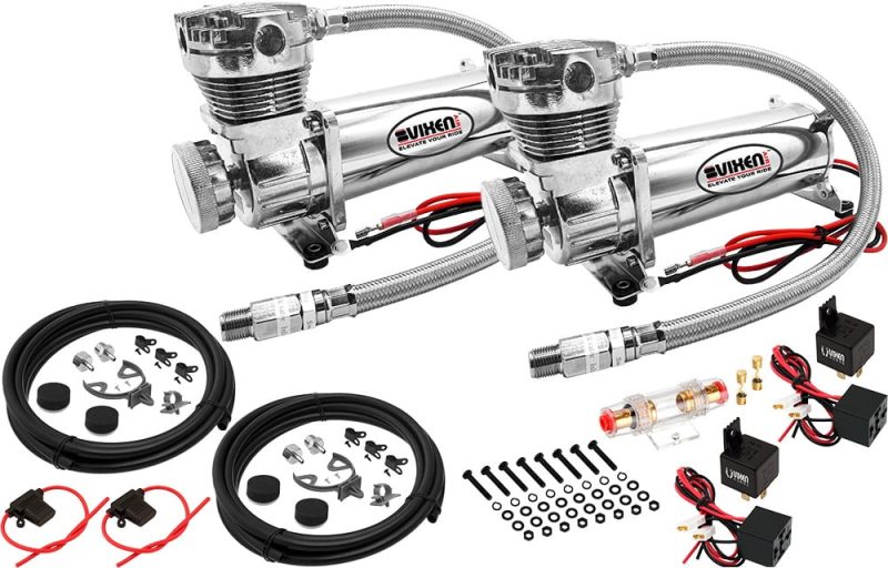 Vixen Air Suspension Kit for Truck/Car Bag/Air Ride/Spring. On Board System- Dual 200psi Compressor, 6 Gallon Tank. For Boat Lift,Towing,Lowering,Load Leveling,Onboard Train Horn VXX1208FW/4863DCF - Image 2