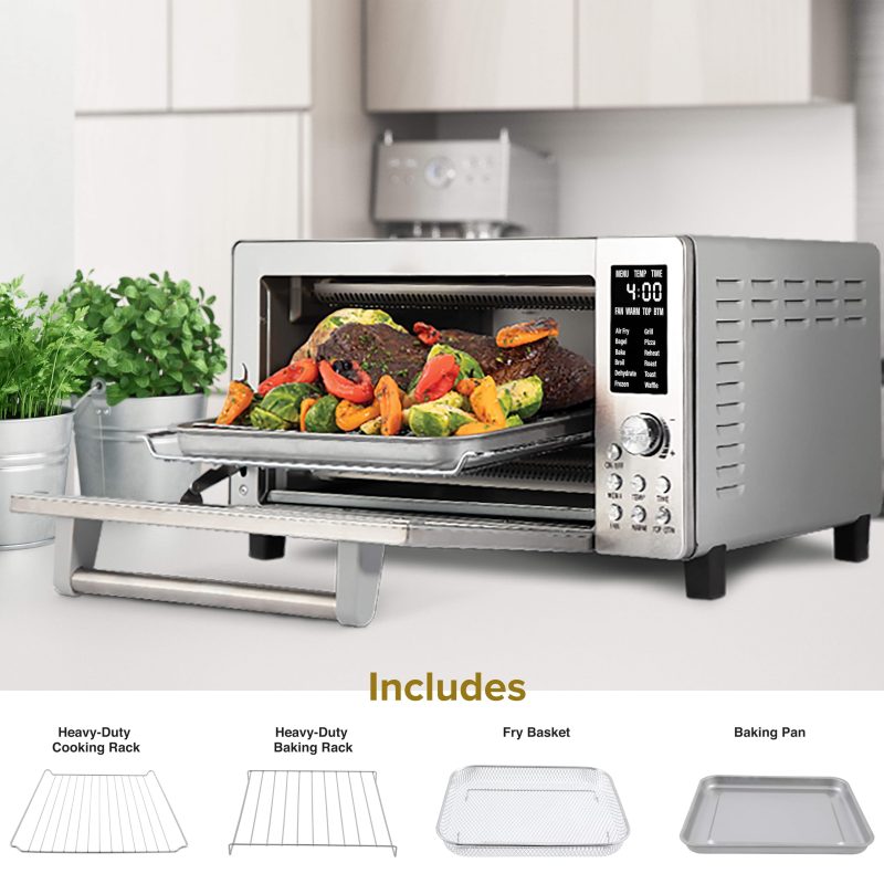 Nuwave Bravo 12-in-1 Digital Toaster Oven, Countertop Convection Oven & Air Fryer Combo, 1800 Watts, 21-Qt Capacity, 50u00b0-450u00b0F Temp Controls, Dual Zone Surround Cooking, Linear T Technology, SS Look - Image 6