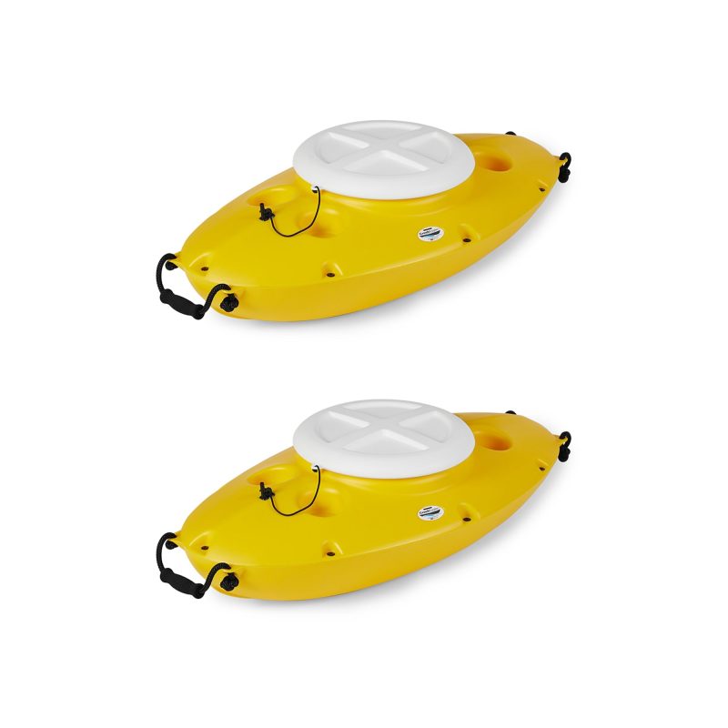 CreekKooler 30 Qt Floating Insulated Beverage Kayak Yellow Cooler w/ 8' Rope