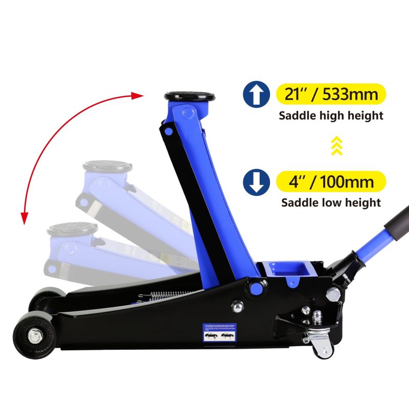 CQSXDA Floor Jack, 4 Ton Low Profile Floor Jack, Heavy-Duty Steel Racing Floor Jack with dual Piston Quick Lift Pump, Floor Jack Lifting Range 4"-21" - Image 4