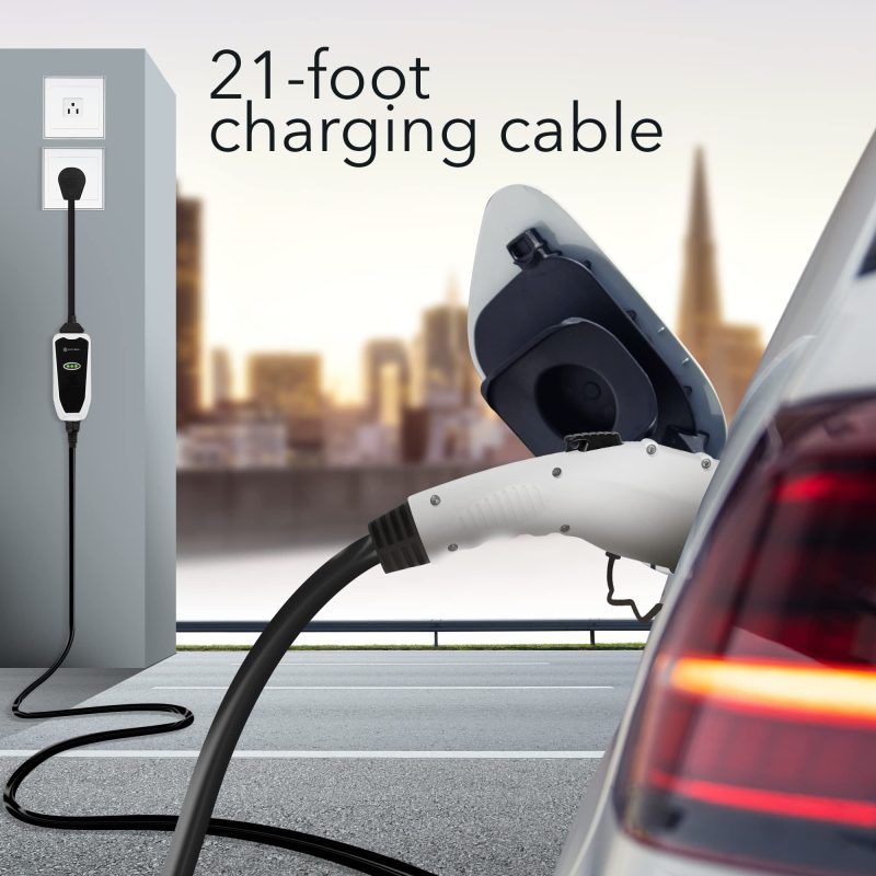 Lectron Level 1 / Level 2 Portable J1772 EV Charger (12 Amp / 32 Amp) with Dual Charging Plugs (NEMA 5-15 & 14-50) - Compatible with All J1772 EVs (White) - Image 5