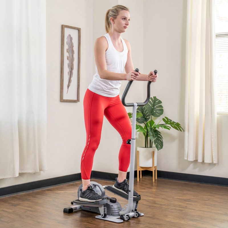 Sunny Health & Fitness Compact Magnetic Standing Elliptical Machine w/ Handlebars - Portable Workout Stepper for Home, SF-E3988 - Image 14