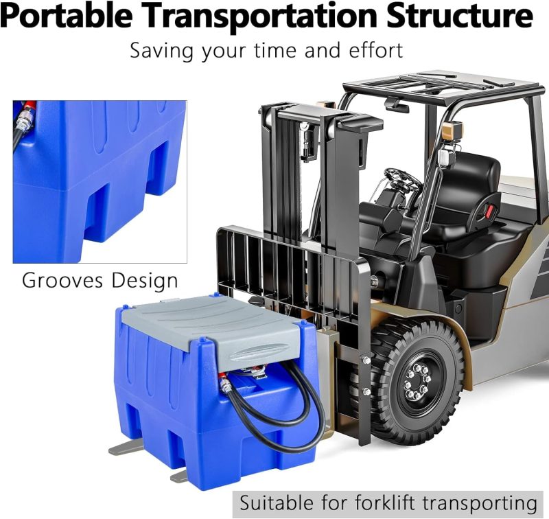 TECSPACE 58 Gallon Gasoline Tank, Portable Fuel Tank with 12V Electric Fuel Transfer Pump, 40 GPM Gasoline fuel Tank with 4 Meters Hose for Gasoline Transportation (Blue, 58 gal) - Image 5