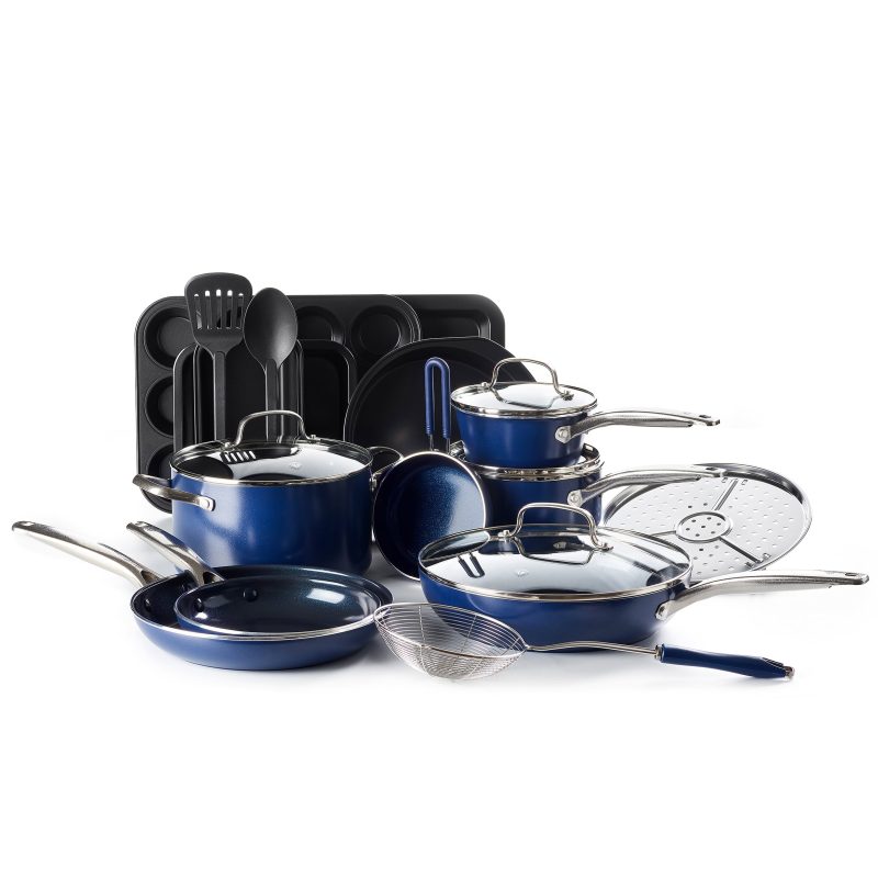 Blue Diamond 20-Piece Ceramic Nonstick Cookware Set