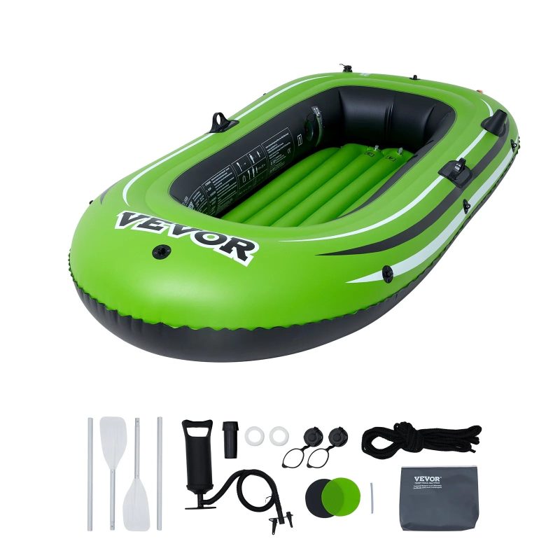 SKYSHALO 2-Person PVC Inflatable Boat with Aluminum Oars and High-Output Pump - Image 3