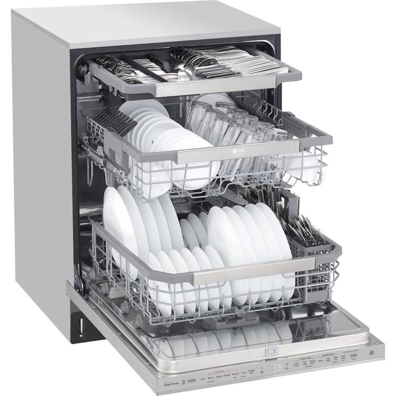 LG - STUDIO 24" Top Control Built-In Dishwasher with TrueSteam, Light, 3rd Rack, 40dBA - Stainless steel - Image 10