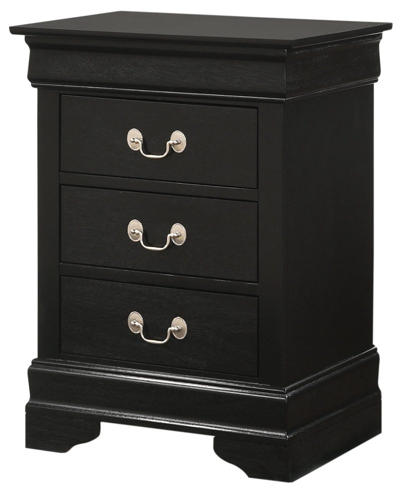 DeeHome Glory Furniture Louis Phillipe G3150-3N 3 Drawer Nightstand , Black - Image 2