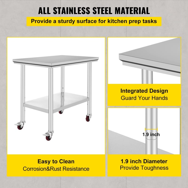 Mophorn Stainless Adjustable Commercial Worktable - Image 3