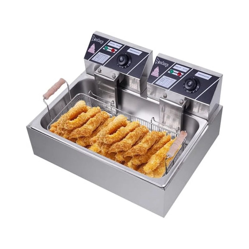 Bornmio 【Replace the old encoding 64372676】Eh83O 110V Oil Consumption 12.7Qt/12L Oil Pan Total Capacity 23.26Qt/22L Stainless Steel Large Single-Cylinder Electric Fryer 5000W Max - Image 4