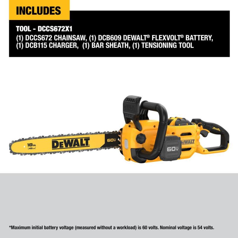 60V MAX Chainsaw 18" Brushless Cordless Kit DCCS672X1 from - Image 12