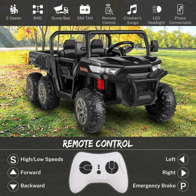 6-Wheel 24V UTV Ride-On with Dump Bed and 4WD Power - Image 6