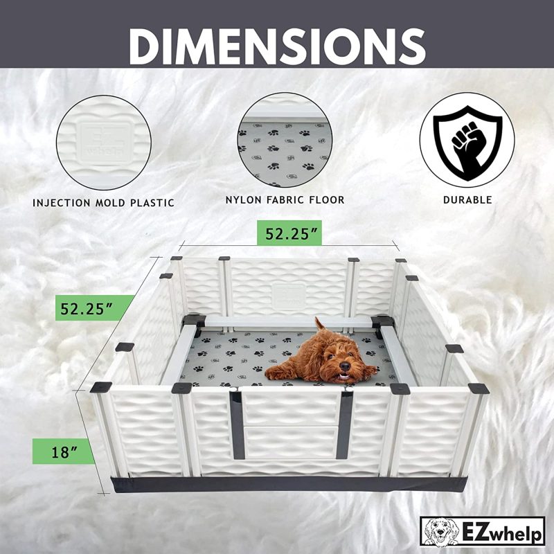 EZclassic 48 x48 Puppy Dog Whelping Box Playpen w/Rails & Liner, Gray(Open Box) - Image 7