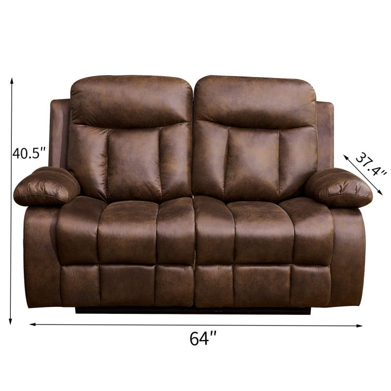 Betsy Furniture 3-PC Microfiber Fabric Recliner Set Living Room Set in Brown, Sofa Loveseat Chair Pillow Top Backrest and Armrests 8028 (Living Room Set 3+2+1) - Image 4